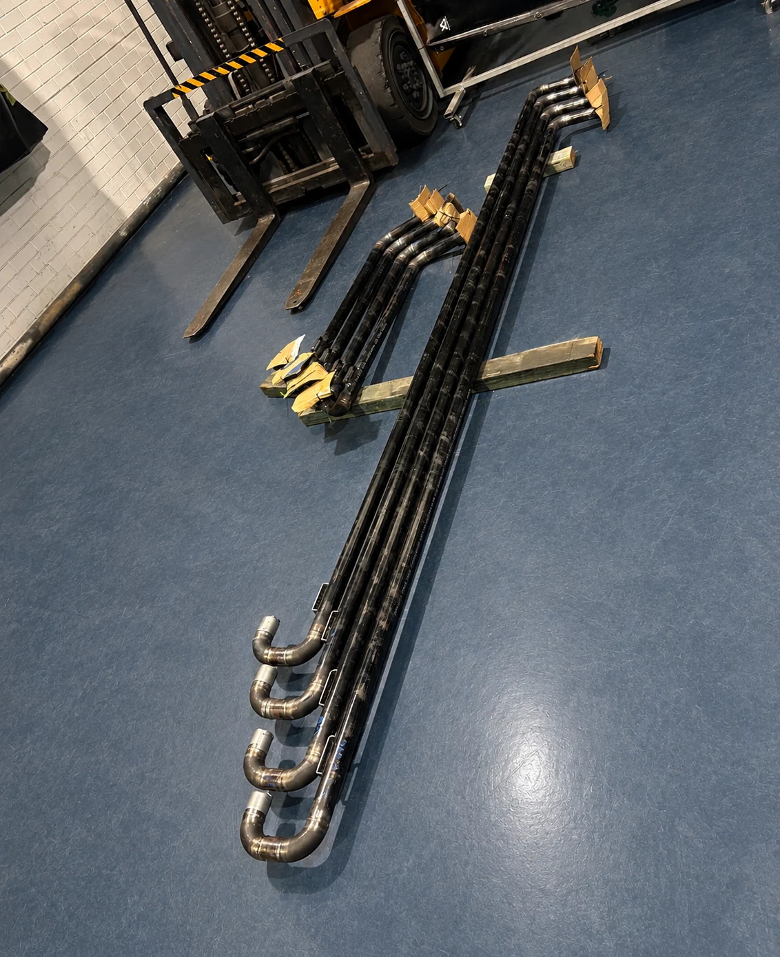 Completed carbon steel power-station pipework assembly